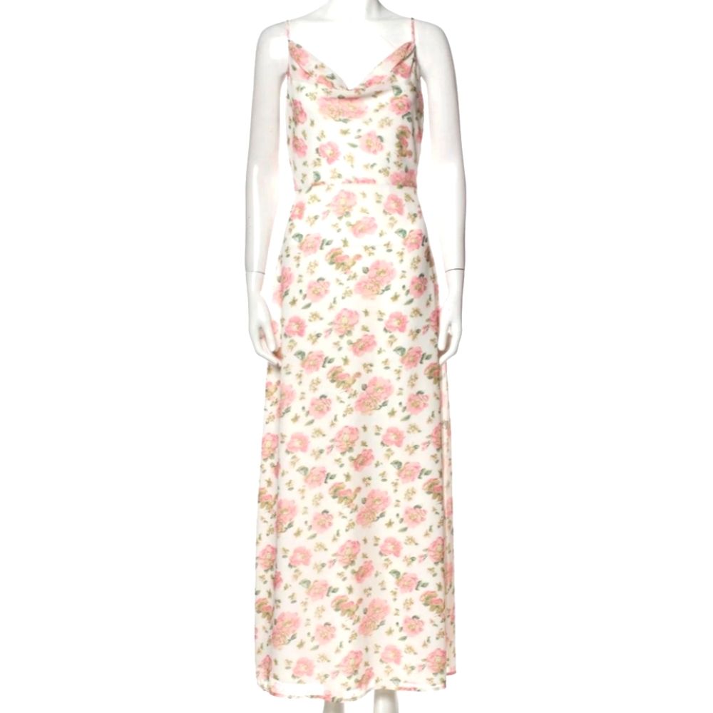 LPA MAXI DRESS PINK WHITE XS